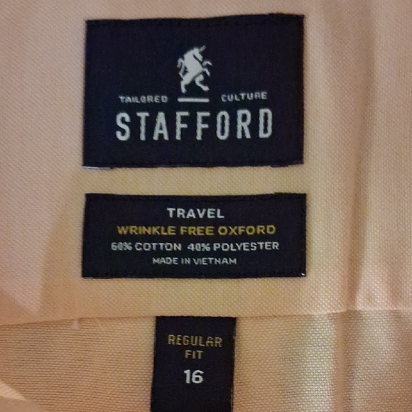 Stafford Men's Peach Button Down Shirt - Picture 3 of 9